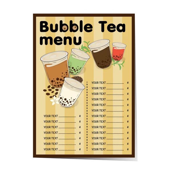 Modèle Graphique Menu Thé Bulles — Image vectorielle