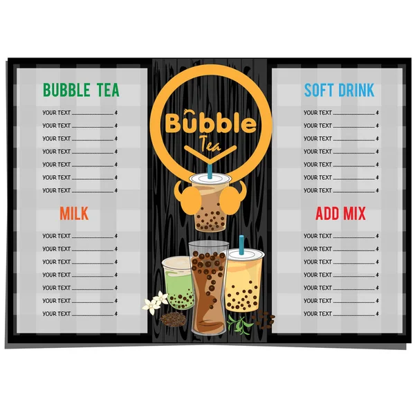 Modèle Graphique Menu Thé Bulles — Image vectorielle