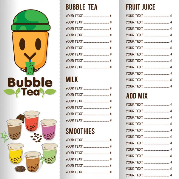 Modèle Graphique Menu Thé Bulles — Image vectorielle