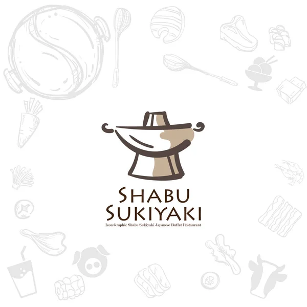 Shabu Sukiyaki Logo Ikonu Grafické Japonské Bufetová Restaurace — Stockový vektor