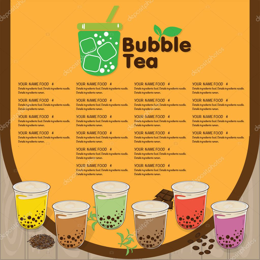 Bubble tea menu graphic template