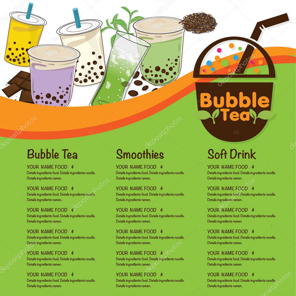 Bubble tea menu graphic template