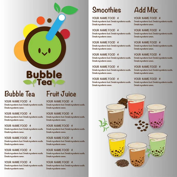 Modèle Graphique Menu Thé Bulles — Image vectorielle