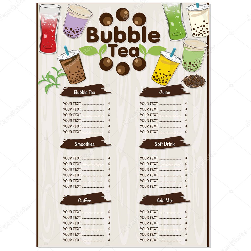 bubble tea menu graphic template