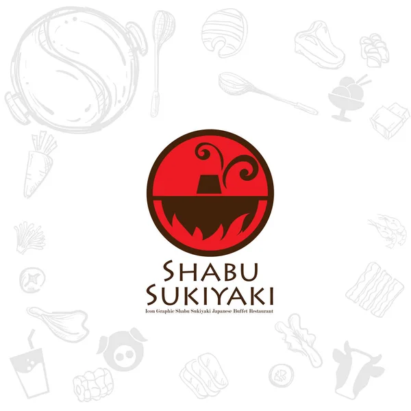 Shabu Sukiyaki Logo Icono Gráfico Japonés Buffet Restaurante — Vector de stock