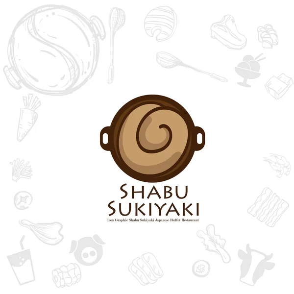 Shabu Sukiyaki Logo Icono Gráfico Japonés Buffet Restaurante — Vector de stock