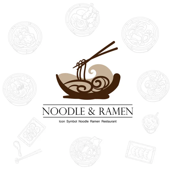 Tészta Ramen Ikon Logo Grafikus Étterem — Stock Vector