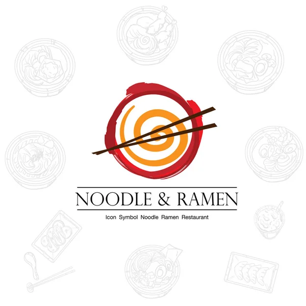 Noodle Ramen Ikon Logotyp Grafisk Restaurang — Stock vektor