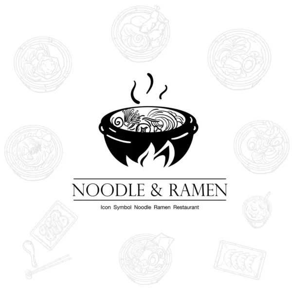 Tészta Ramen Ikon Logo Grafikus Étterem — Stock Vector