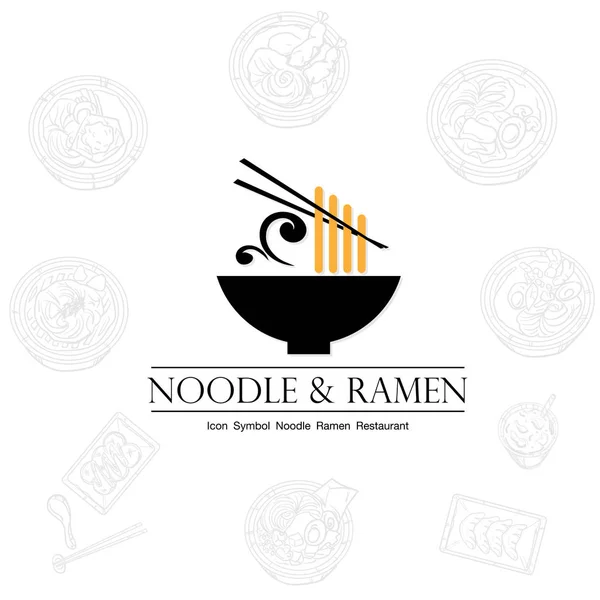 Noodle Ramen Ikon Logotyp Grafisk Restaurang — Stock vektor