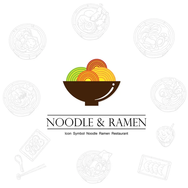 Nudle Ramen Ikona Logo Grafika Restaurace — Stockový vektor