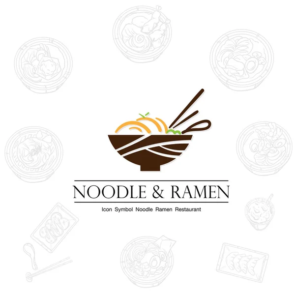 Noodle Ramen Ikon Logotyp Grafisk Restaurang — Stock vektor