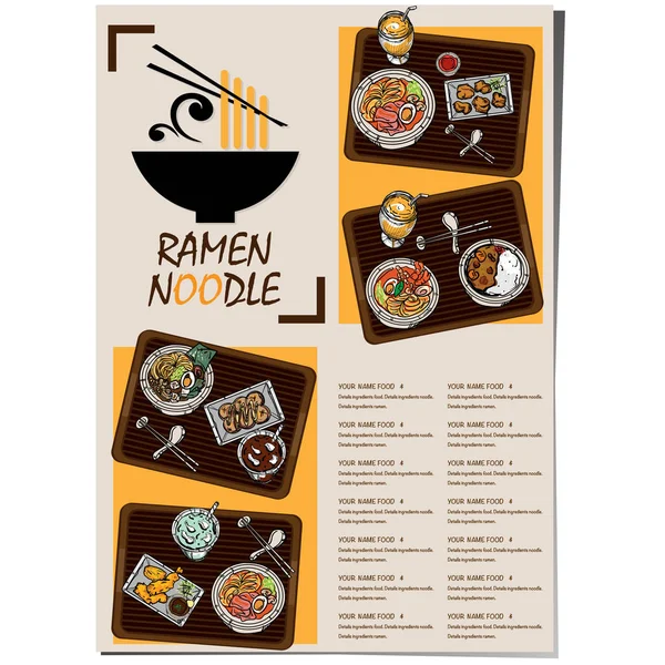 Menü Ramen Nudel Japanisch Essen Vorlage Design — Stockvektor