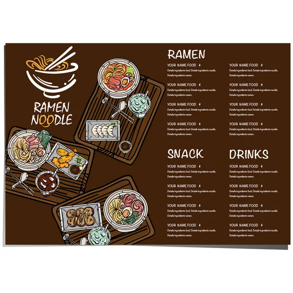 Menu Ramen Nuudeli Japanilainen Ruoka Malli Suunnittelu — vektorikuva