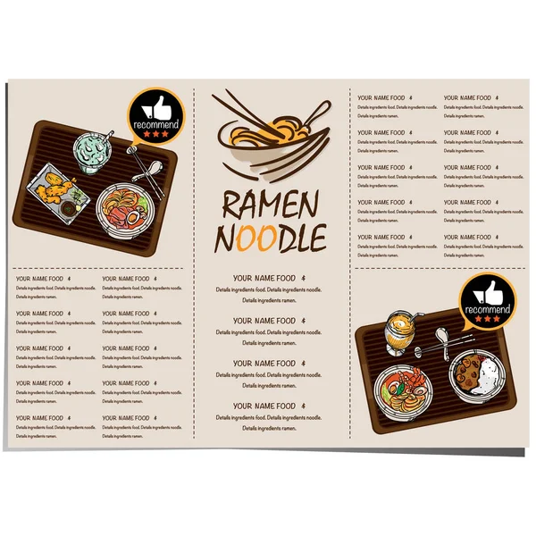 Menú Ramen Fideos Comida Japonesa Plantilla Diseño — Vector de stock