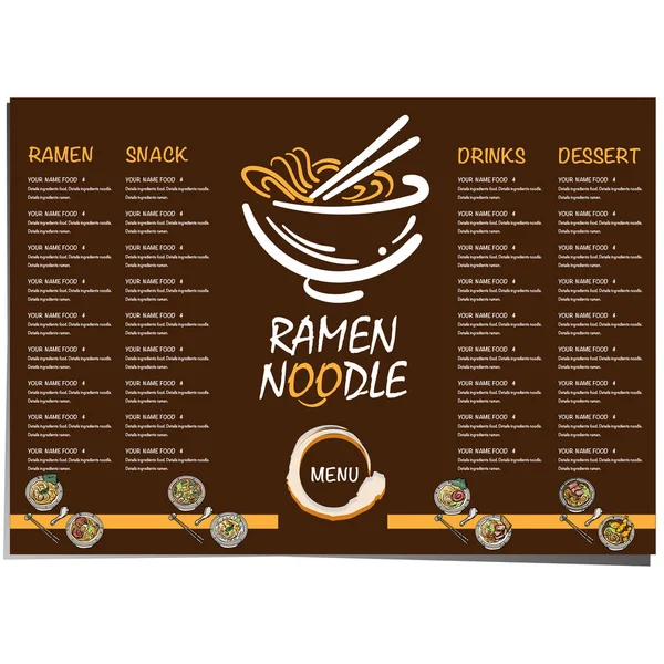 Menü Ramen Nudel Japanisch Essen Vorlage Design — Stockvektor