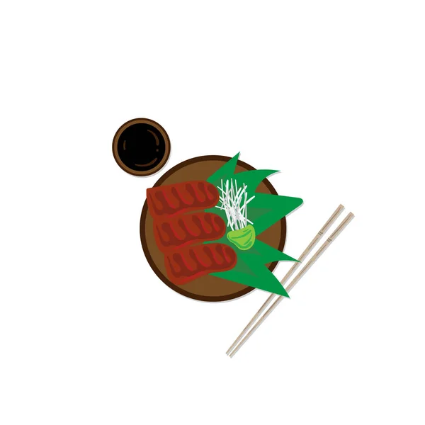 Sushi Sašimi Japonské Jídlo Grafika Objekt Restaurace — Stockový vektor