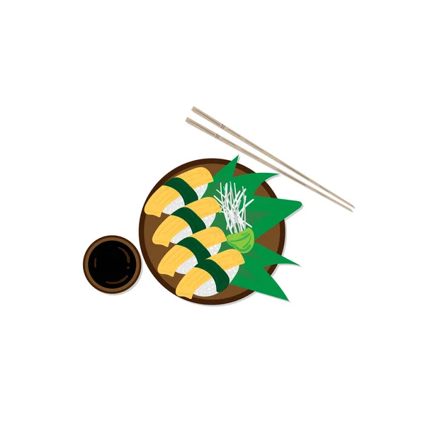 Sushi Sashimi Japan Eten Grafisch Object Restaurant — Stockvector