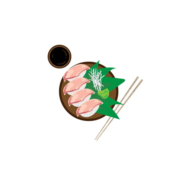 Sushi Sashimi Japon Nourriture Graphique Objet Restaurant — Image vectorielle