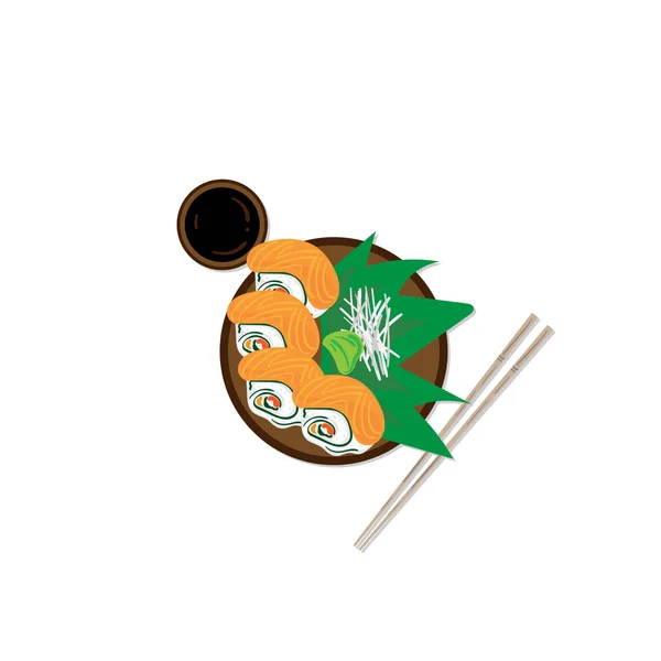 Sushi Sashimi Japón Comida Gráfico Objeto Restaurante — Vector de stock