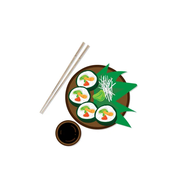 Sushi Sashimi Japón Comida Gráfico Objeto Restaurante — Vector de stock