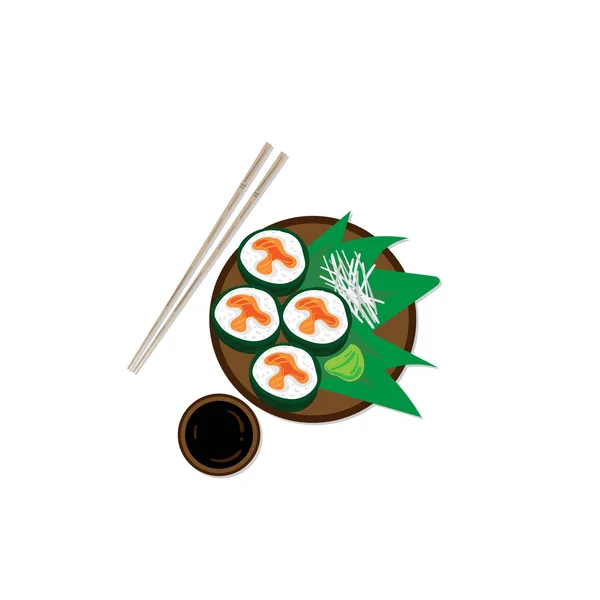 Sushi Sashimi Japón Comida Gráfico Objeto Restaurante — Vector de stock