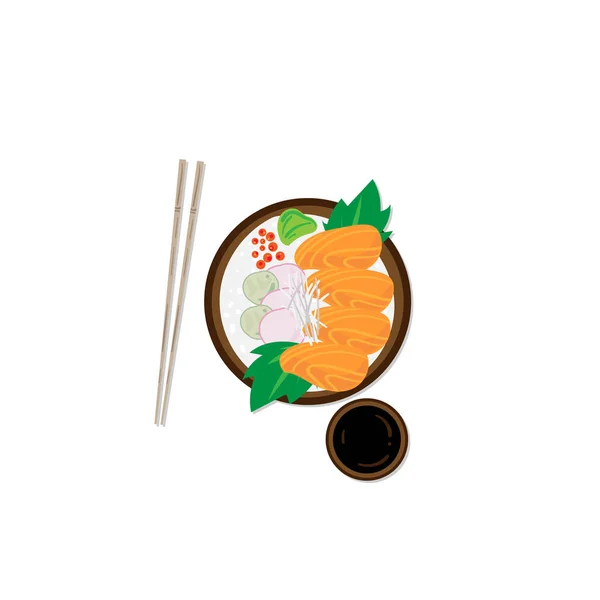 Sushi Sashimi Japán Élelmiszer Grafikai Objektum Étterem — Stock Vector