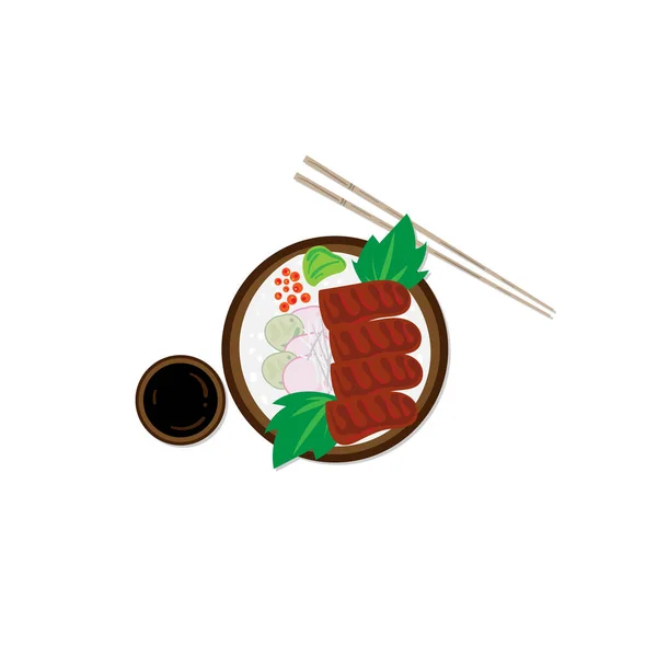 Sushi Sashimi Japón Comida Gráfico Objeto Restaurante — Archivo Imágenes Vectoriales