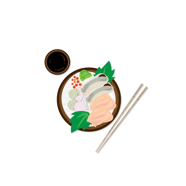 Sushi Sashimi Japón Comida Gráfico Objeto Restaurante — Archivo Imágenes Vectoriales