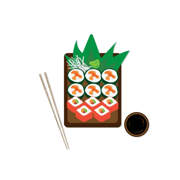 Японский Ресторан Суши Сашими Пищевой Графический Объект — стоковый вектор