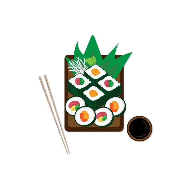 Sushi Sašimi Japonské Jídlo Grafika Objekt Restaurace — Stockový vektor