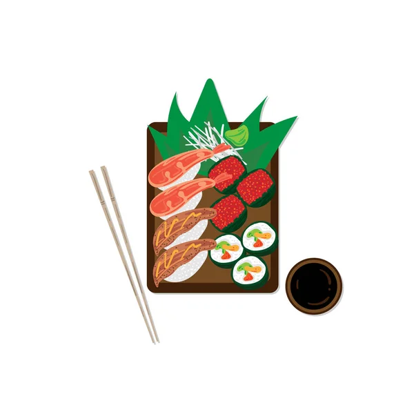 Sushi Sashimi Japan Cibo Grafica Oggetto Ristorante — Vettoriale Stock