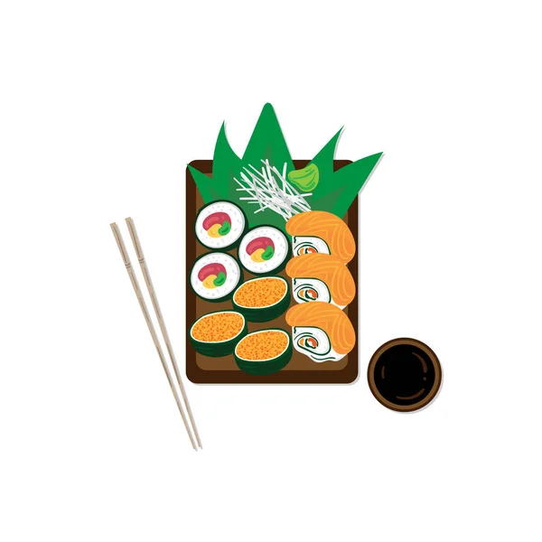 Sushi Sashimi Japan Food Graphic Object Restaurant — Stock Vector