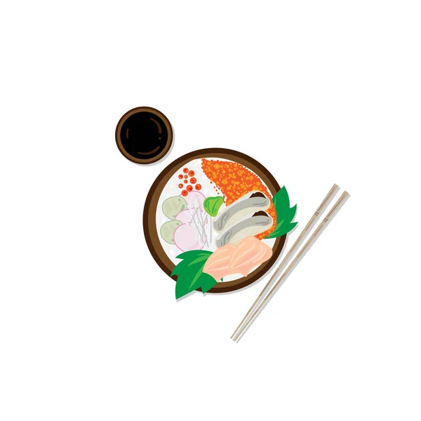 Sushi Sashimi Japan Cibo Grafica Oggetto Ristorante — Vettoriale Stock