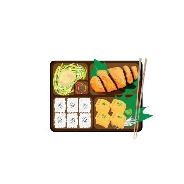 japonca Bento kutusu gıda seti grafik nesne