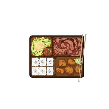 japonca Bento kutusu gıda seti grafik nesne