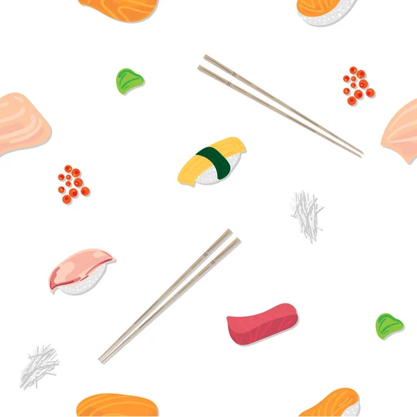 Sushi Sashimi Japan Food Graphic Object Pattern Background — Stock Vector