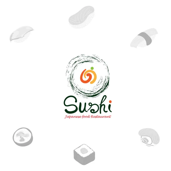 Sushi Logo Grafisk Japansk Mad – Stock-vektor