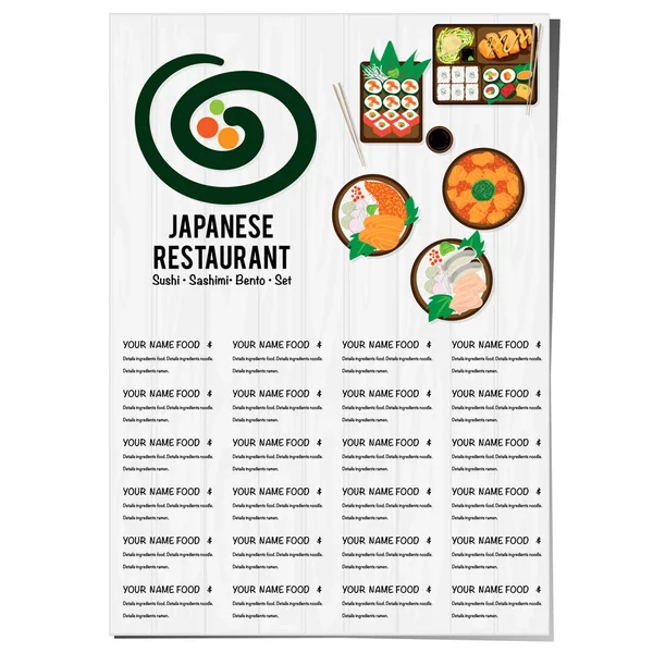 Bento Sushi Készlet Japán Étel Étterem Menü Sablon Tervezés Grafika — Stock Vector