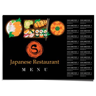 bento sushi Japon yemek restoranının menü şablonu tasarım grafiği