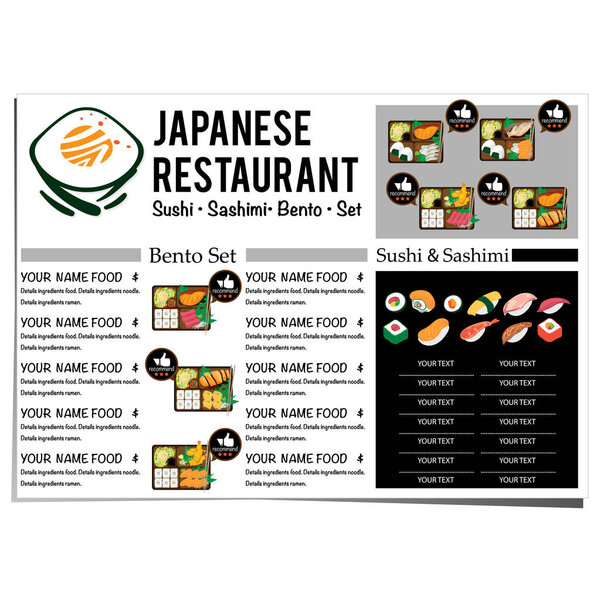 Bento суши набор японской кухни меню ресторана шаблон графический дизайн
