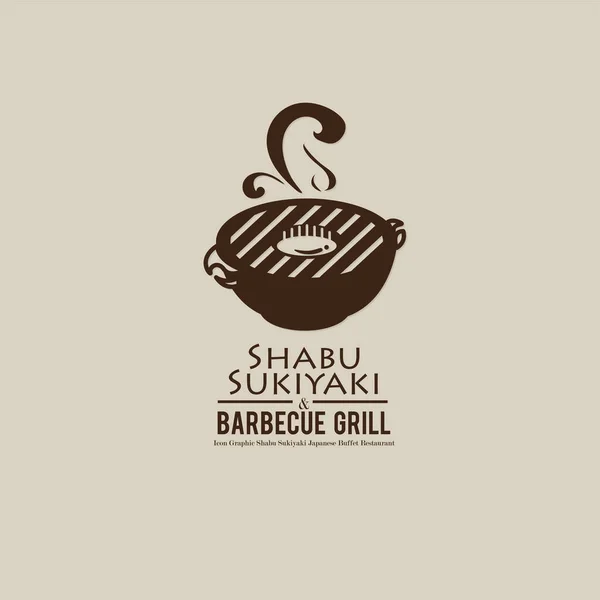 Shabu Sukiyaki Grill Jel Szimbólum Logó Ikon Élelmiszer Étterem Stock Vektor