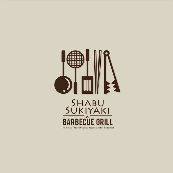 Shabu Sukiyaki Grill Jel Szimbólum Logó Ikon Élelmiszer Étterem Jogdíjmentes Stock Vektorok
