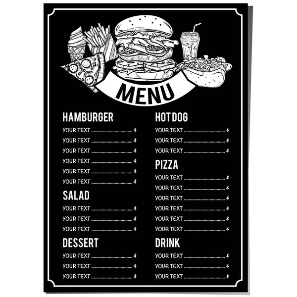 Menu Restaurant Nourriture Modèle Conception Dessin Main Graphique — Image vectorielle