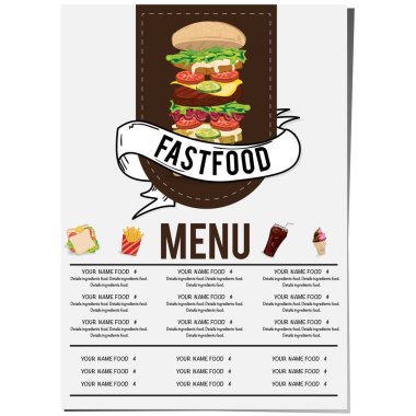 menü restoranı şablonu tasarım el çizimi grafiği.