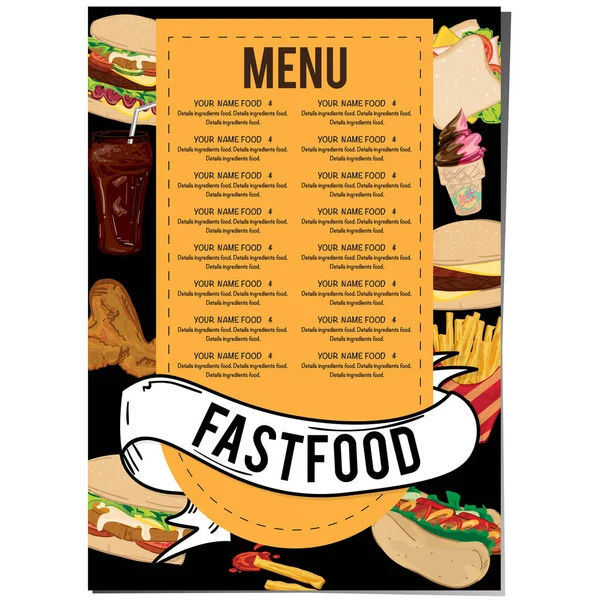 Menu Fastfood Restaurant Modèle Design Graphismes Vectoriels