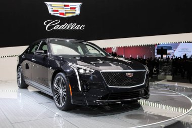 Cadillac CT 6 shown at the New York International Auto Show 2018 clipart