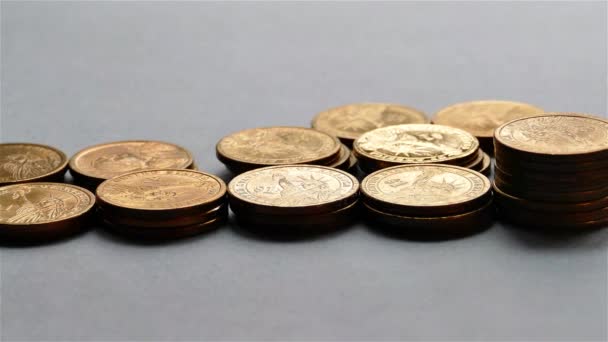 Monedas Estadounidenses Dólar Sobre Mesa — Vídeos de Stock