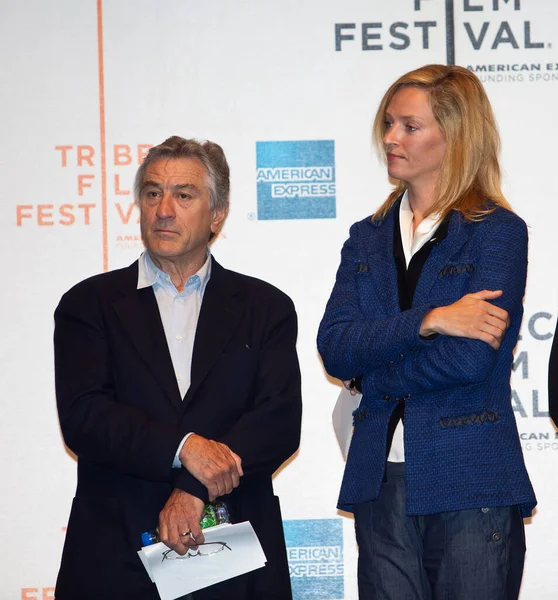 New York April Aktris Uma Thurman Dan Robert Deniro Festival — Stok Foto