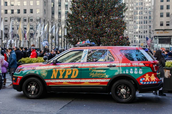 Nueva York Diciembre 2018 Coche Policía Nueva York Con Felices —  Fotos de Stock